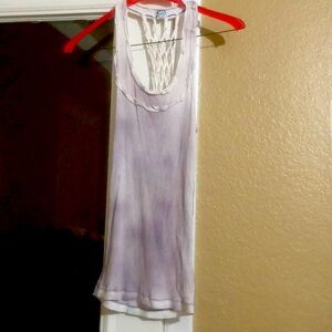 Free People lavender tank with fun net racer back